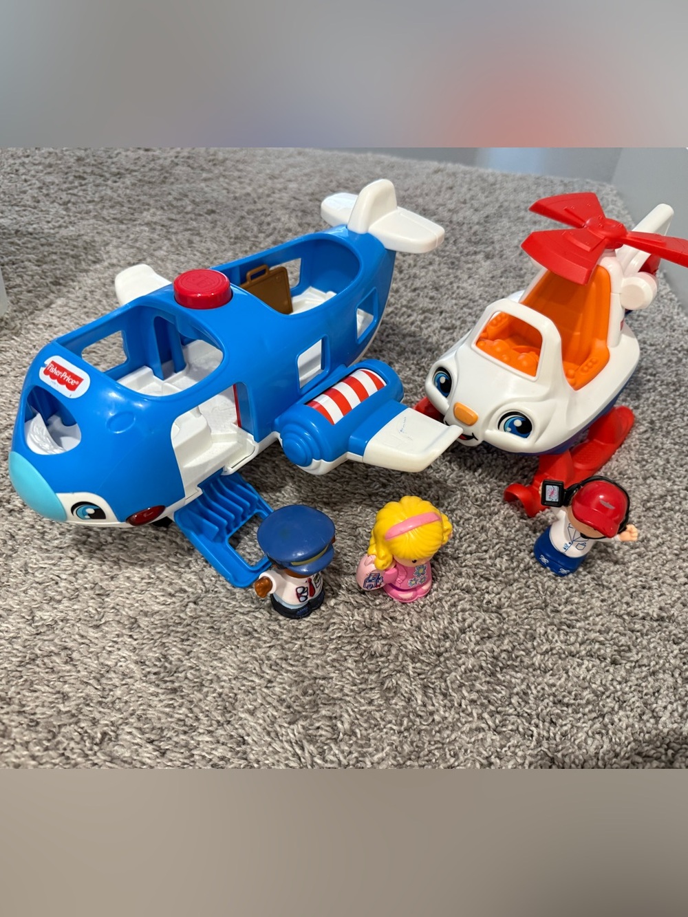 Fisher-Price Little People Toy Airplane, Helicopter, with characters